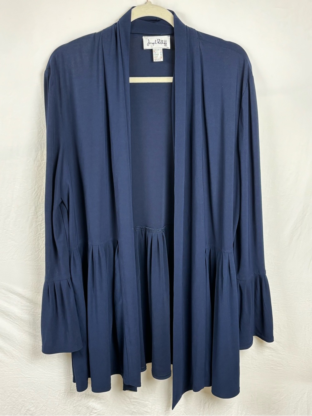 Joseph Ribkoff women’s 16 Midnight Blue Ruffle-Hem Open Cardigan